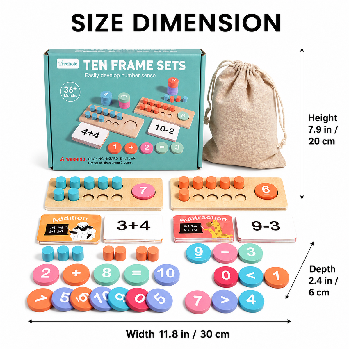 Size diamension Ten-Frame Counting Set